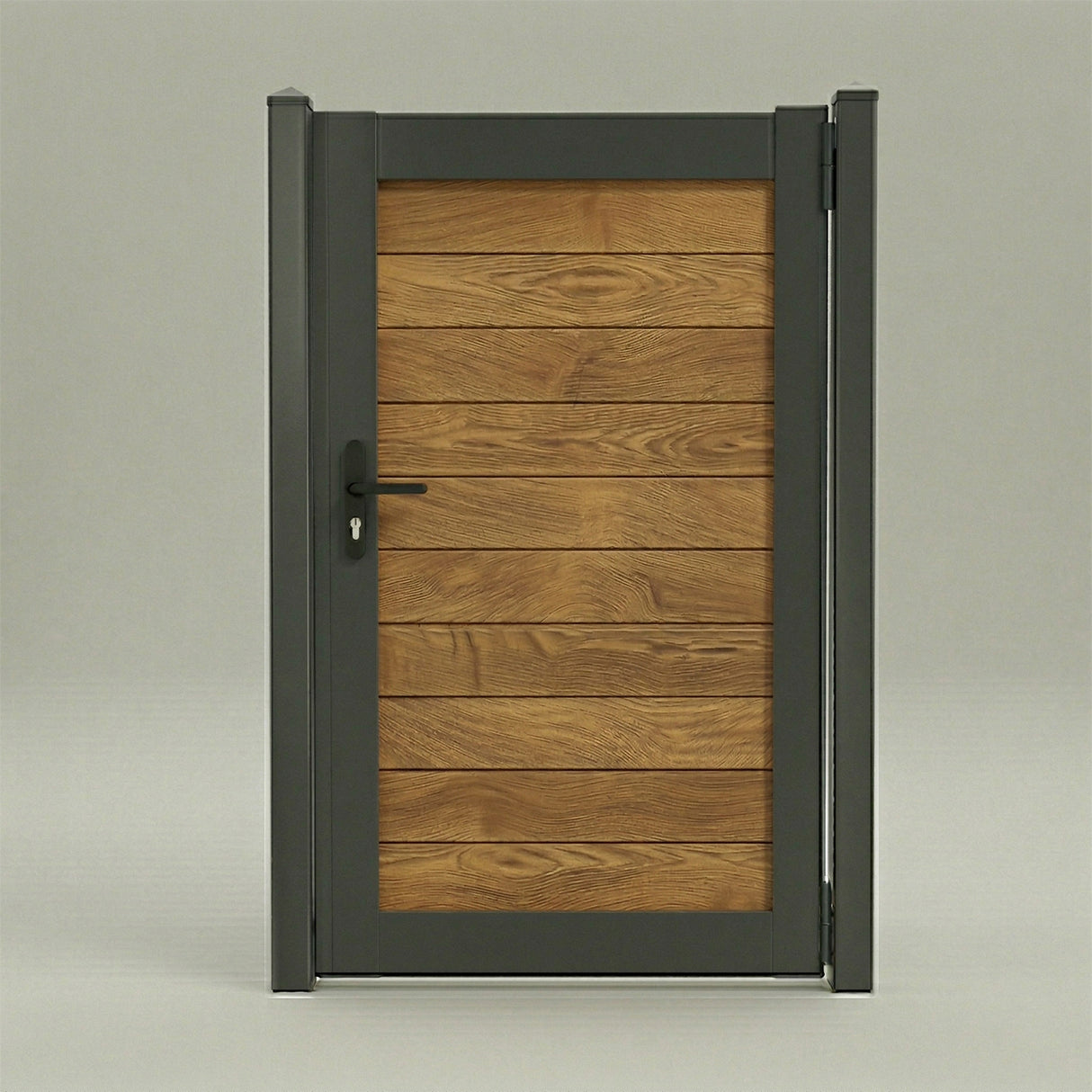 Aluminum Composite Framed Woodgrain Gate with Lock and Handle (900mm x 1800mm)