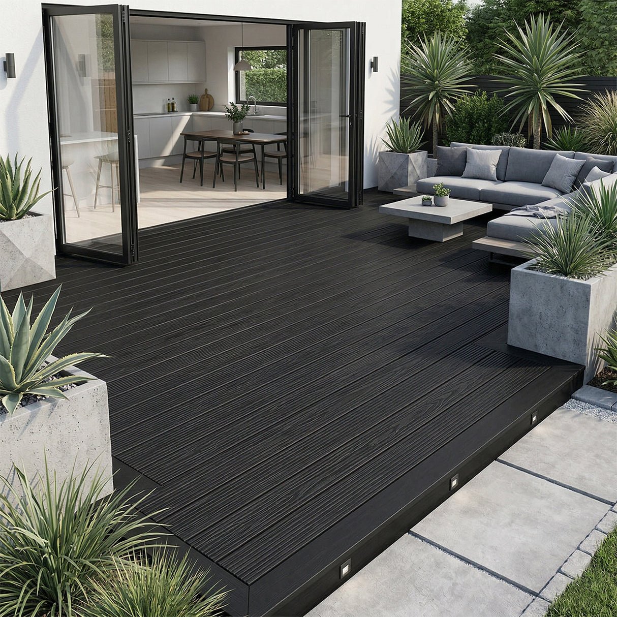 4.8m Woodgrain Composite Decking Board - Black (Pallet)