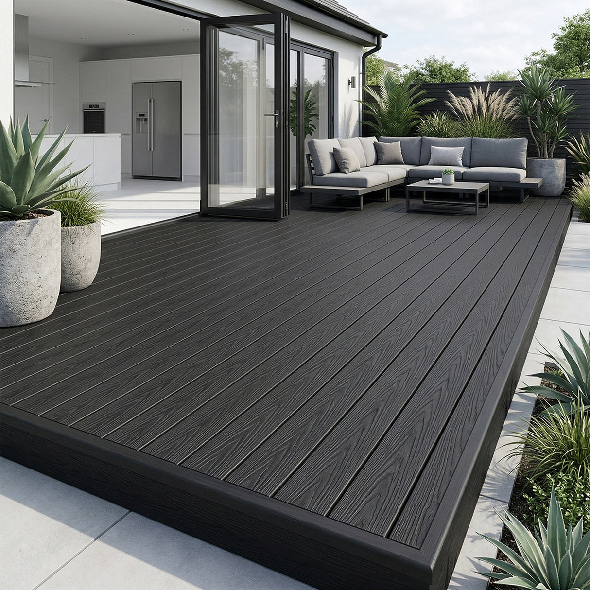 4.8m Woodgrain Composite Decking Board - Black (Pallet)