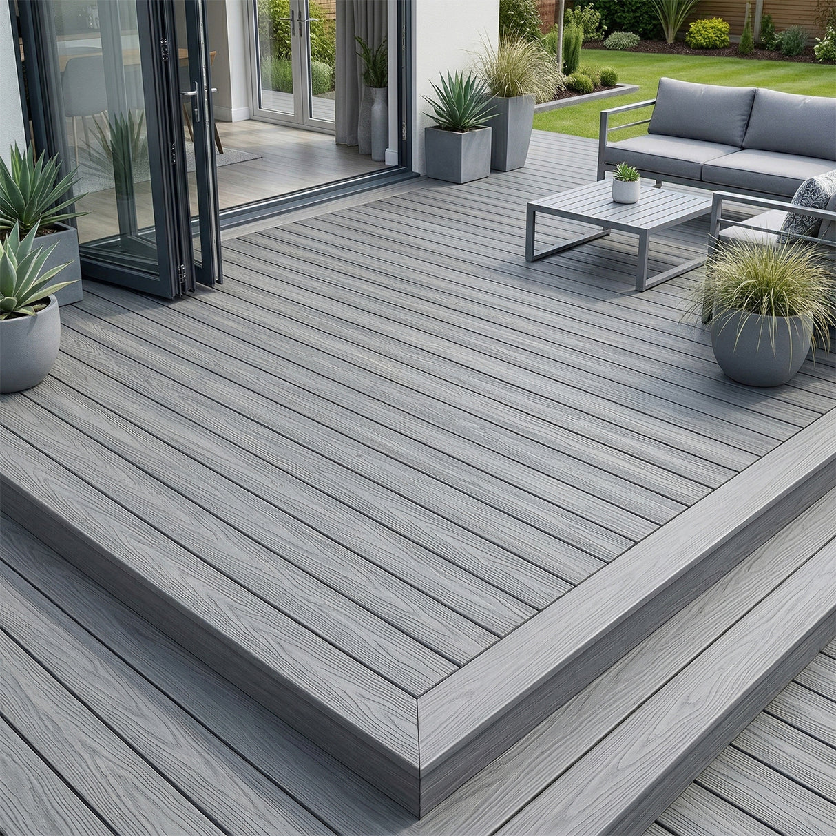 4.8m Woodgrain Composite Decking Board - Silver (Pallet)