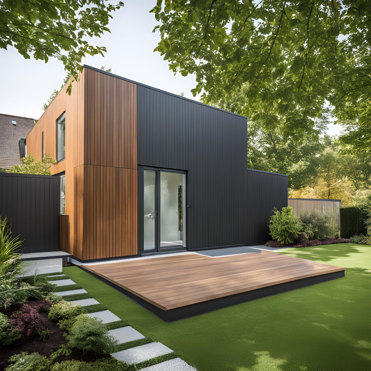Slatted Composite Cladding - Anthracite