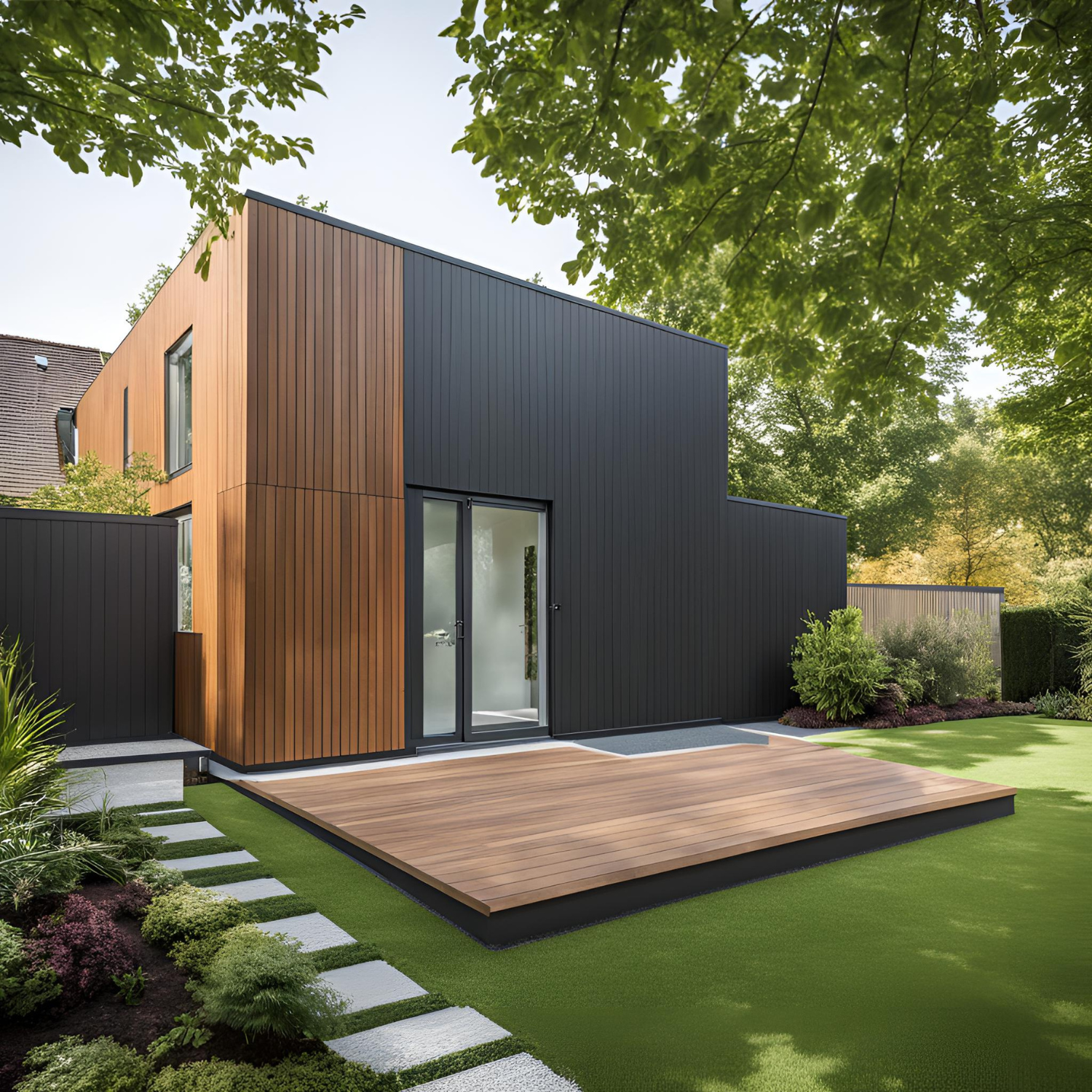 Slatted Composite Cladding - Anthracite