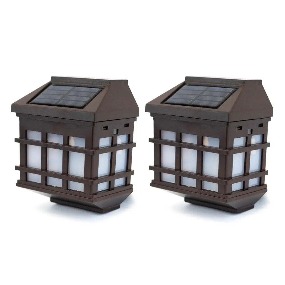 Lantern-Style Solar Fence Lights (Pack of 2)