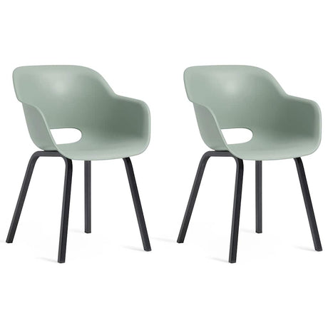 Garden Chair with Metal Legs Noa 2 pcs Vintage Green