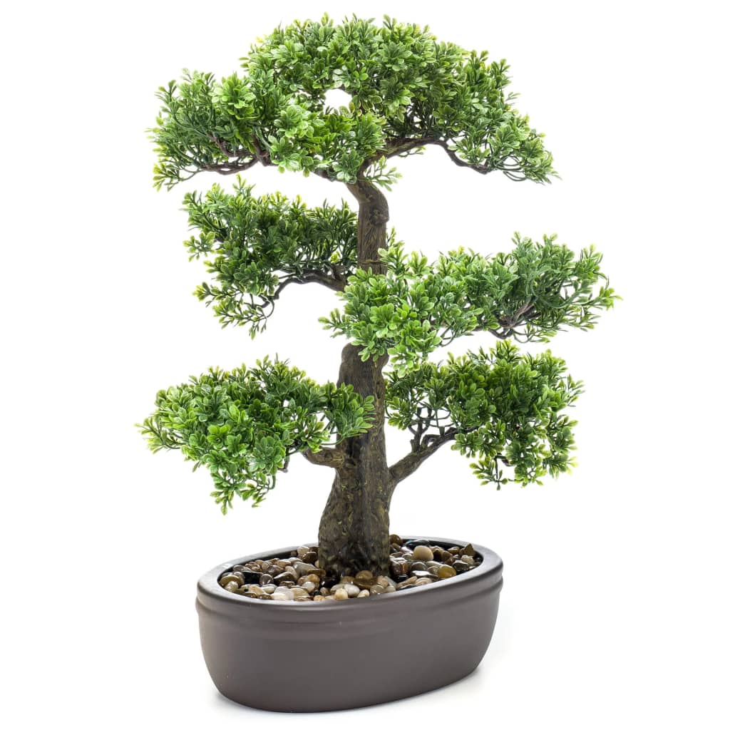 Artificial Ficus Mini Bonsai on Brown Plate 43 cm