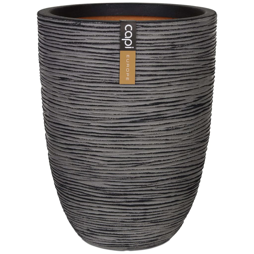 Vase Nature Rib Elegant Low 36x47 cm Anthracite KOFZ782