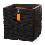 Planter Nature Rib Square 50 x 50 cm Black