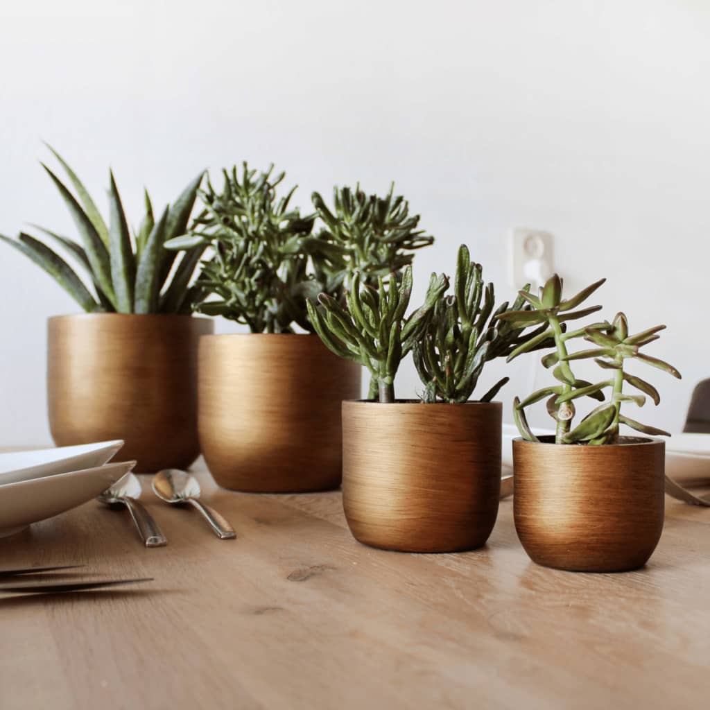 4 Piece Planter Set Lux Retro Gold