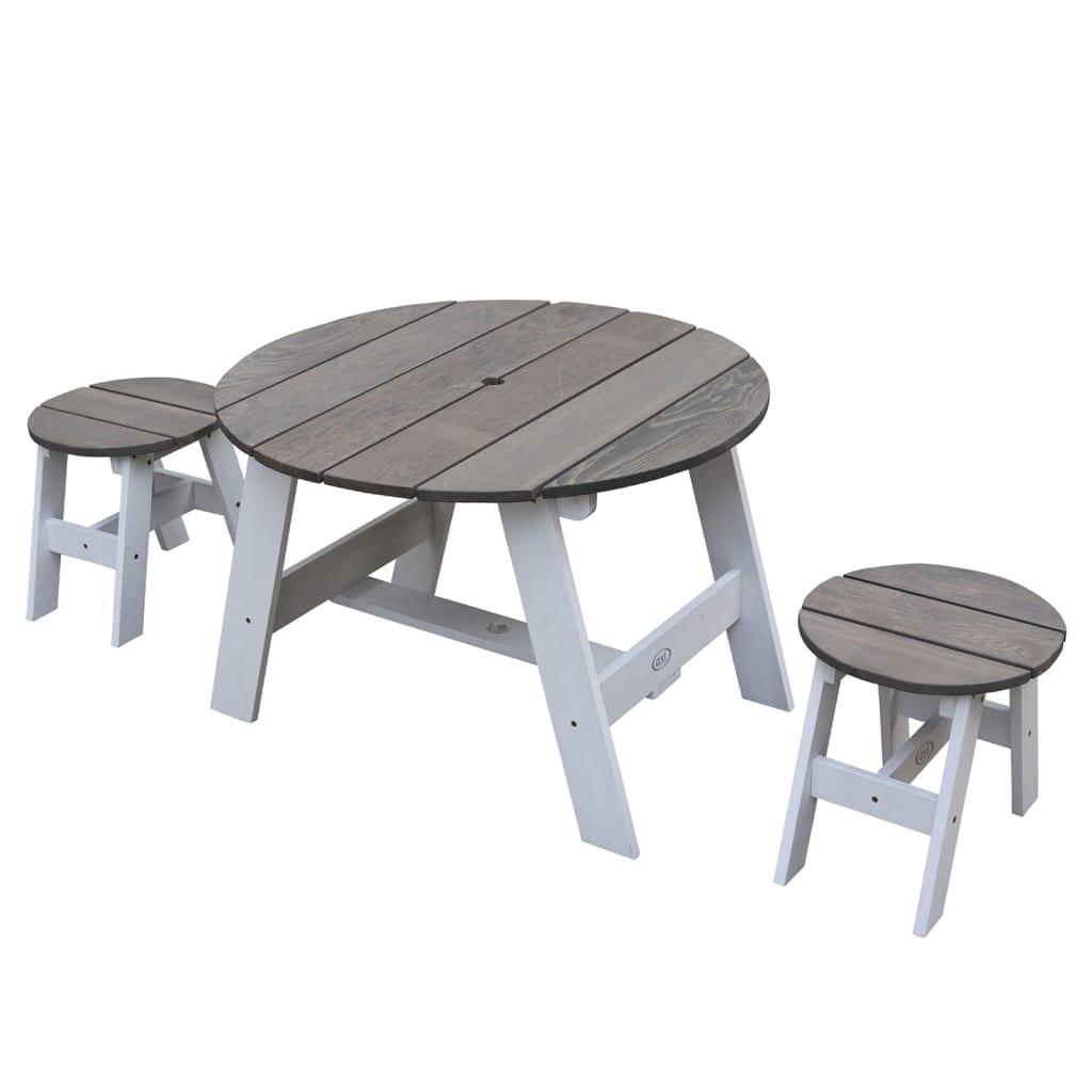 3 Piece Children Picnic Table Set Grey and White