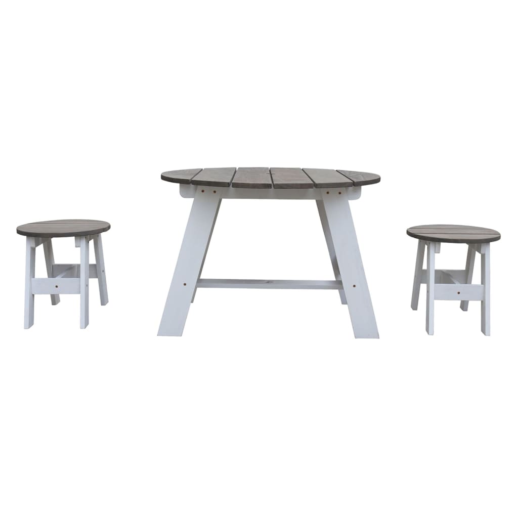 3 Piece Children Picnic Table Set Grey and White