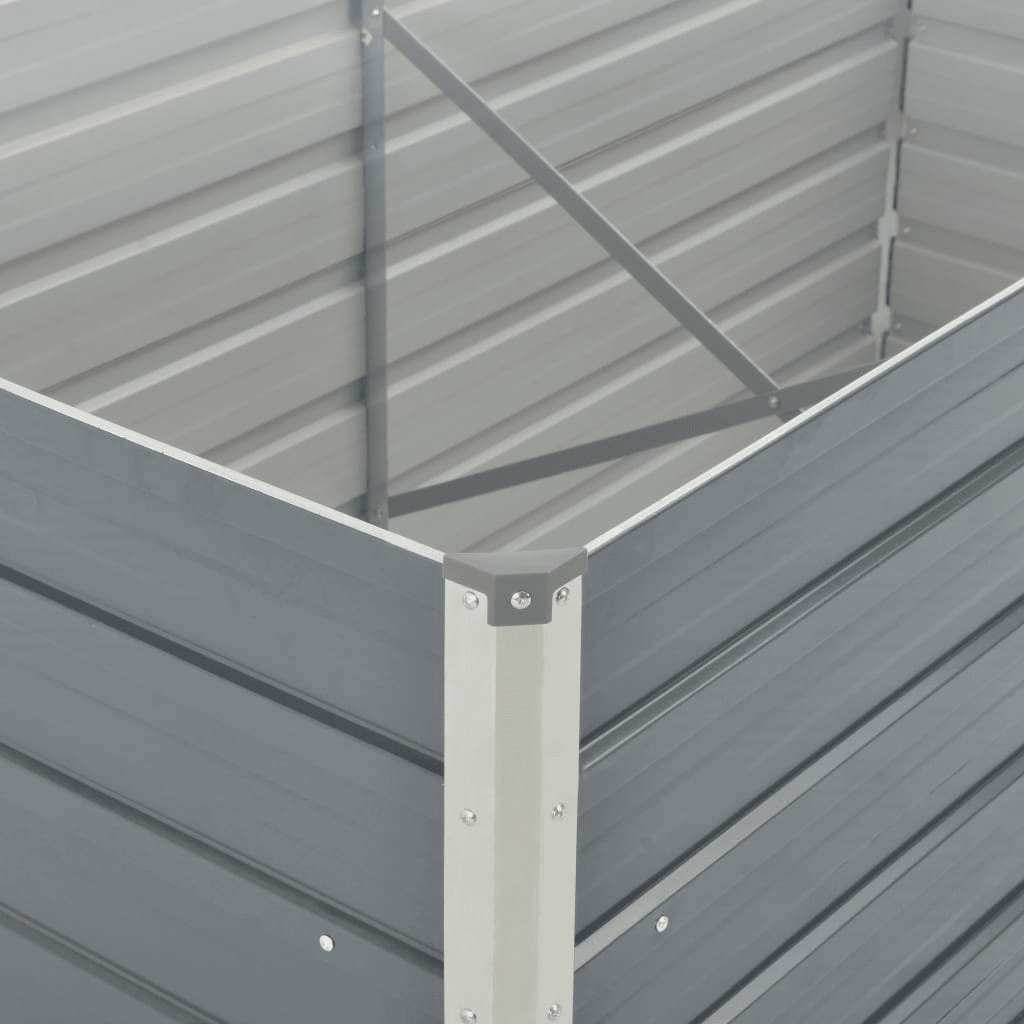Raised Garden Bed 160x80x77 cm Galvanised Steel Grey