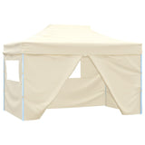 Foldable Tent Pop-Up with 4 Side Walls 3x4.5 m Cream White