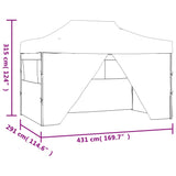 Foldable Tent Pop-Up with 4 Side Walls 3x4.5 m Cream White