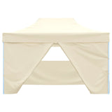 Foldable Tent Pop-Up with 4 Side Walls 3x4.5 m Cream White