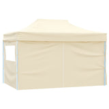 Foldable Tent Pop-Up with 4 Side Walls 3x4.5 m Cream White