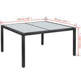 Garden Table Black 150x90x75 cm Poly Rattan