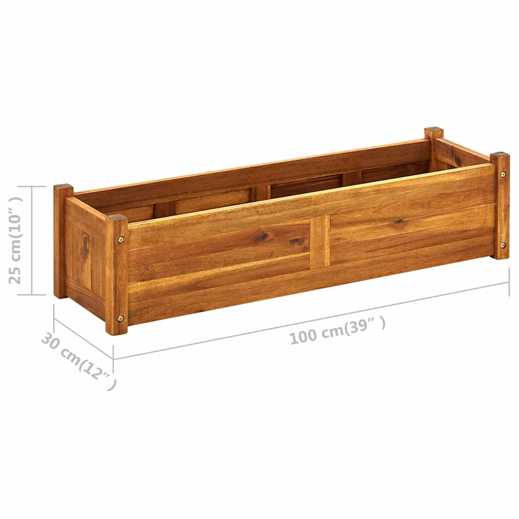 Garden Raised Bed Acacia Wood 100x30x25 cm