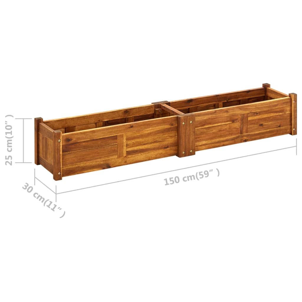 Garden Raised Bed Acacia Wood 150x30x25 cm