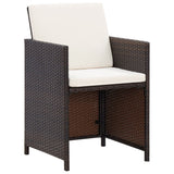 11 Piece Outdoor Dining Set with Cushions Poly Rattan Brown