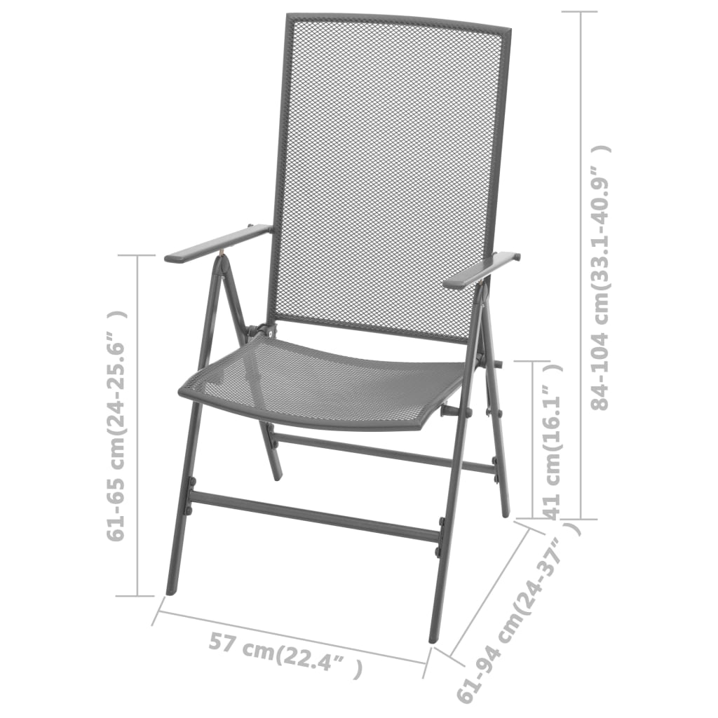 Stackable Garden Chairs 2 pcs Steel Grey