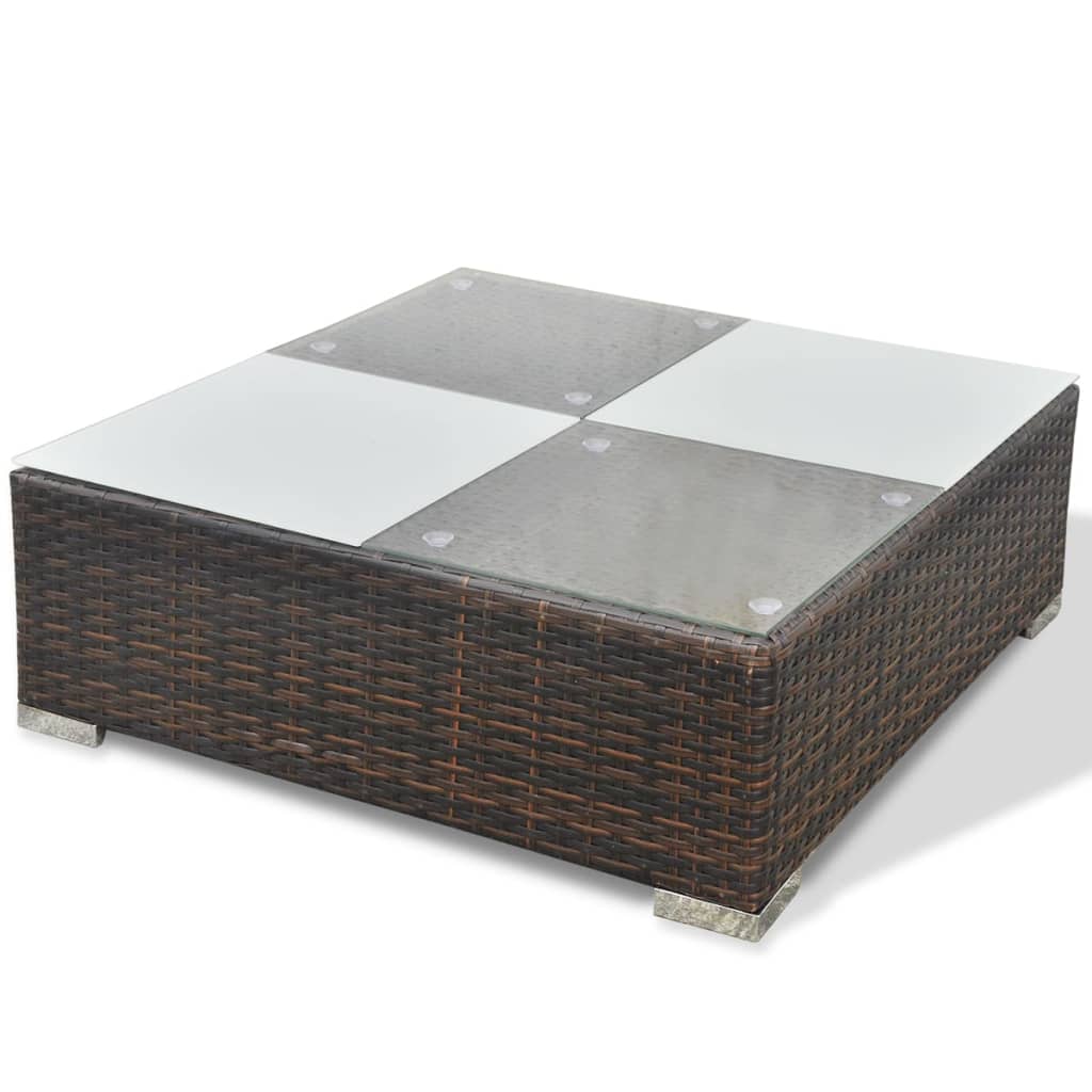 6 Piece Garden Lounge Set with Cushions Poly Rattan Brown