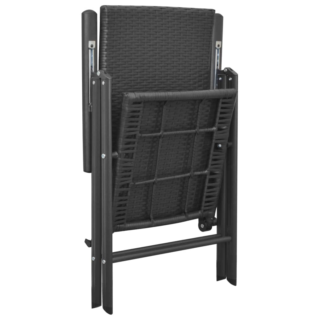 Stackable Garden Chairs 2 pcs Poly Rattan Black