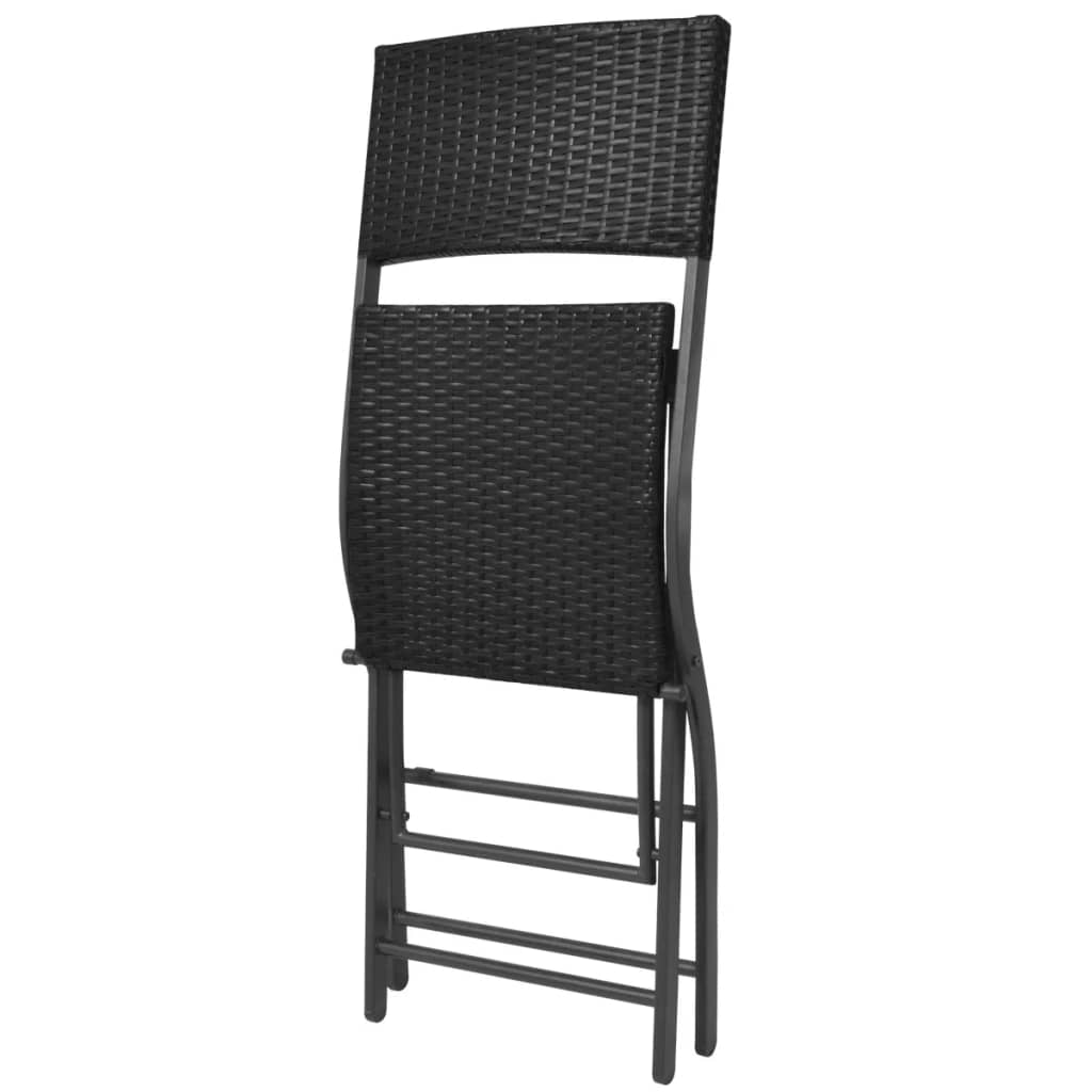 5 Piece Folding Outdoor Dining Set Steel Poly Rattan Black