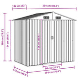 Garden Storage Shed Green Metal 204x132x186 cm
