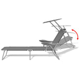 Sun Lounger with Canopy Steel Grey