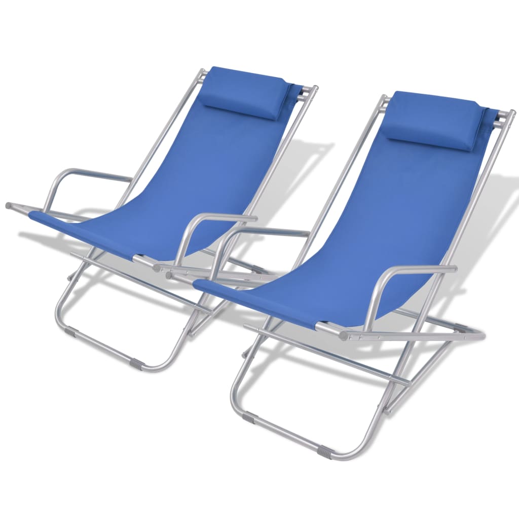 Reclining Deck Chairs 2 pcs Steel Blue