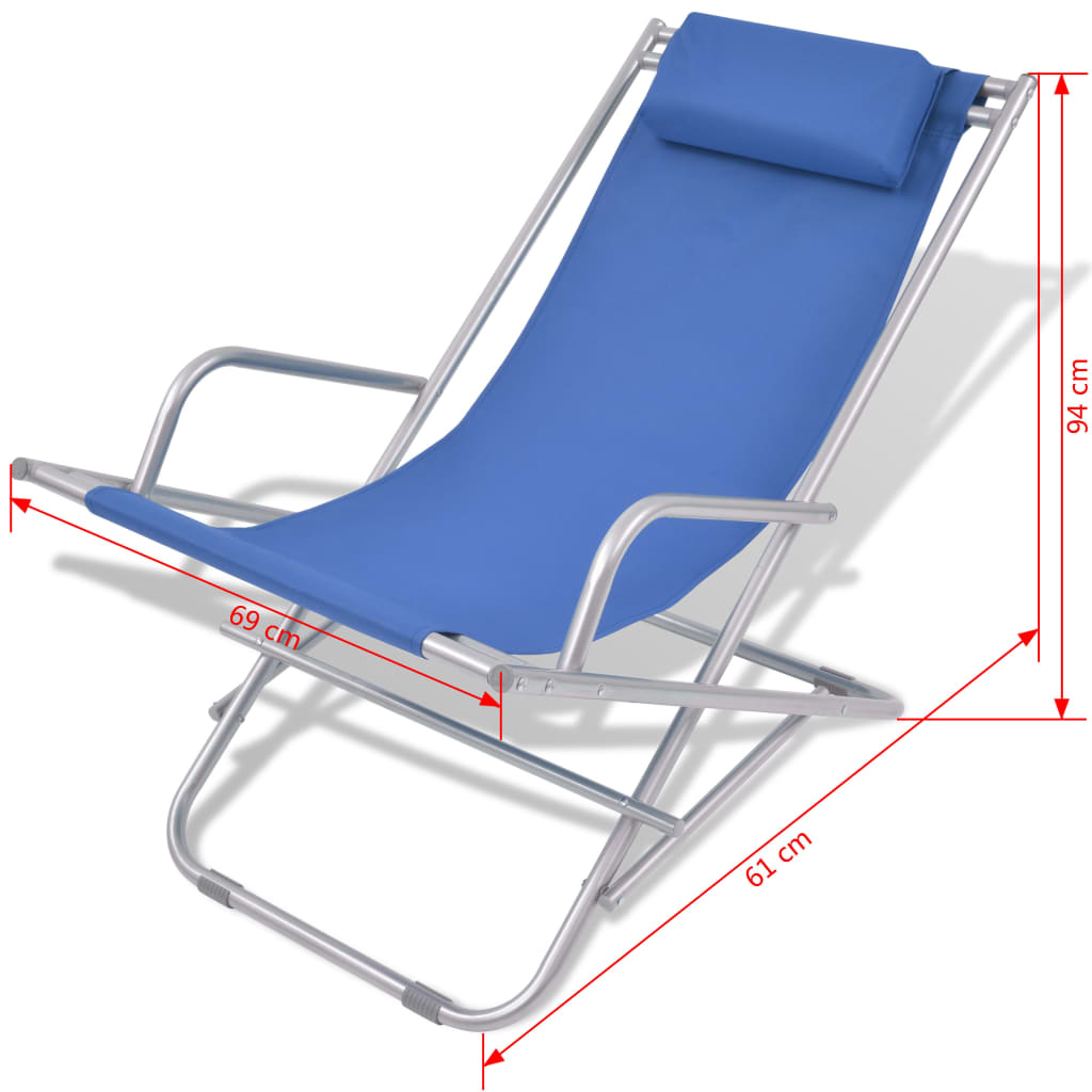 Reclining Deck Chairs 2 pcs Steel Blue