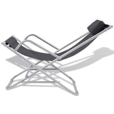 Reclining Deck Chairs 2 pcs Steel Black