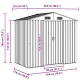 Garden Storage Shed Grey Metal 204x132x186 cm