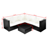 4 Piece Garden Lounge Set with Cushions Poly Rattan Black