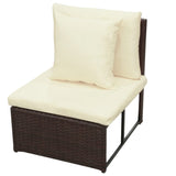 8 Piece Garden Lounge Set with Cushions Poly Rattan Brown