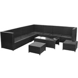 8 Piece Garden Lounge Set with Cushions Poly Rattan Black