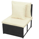 8 Piece Garden Lounge Set with Cushions Poly Rattan Black