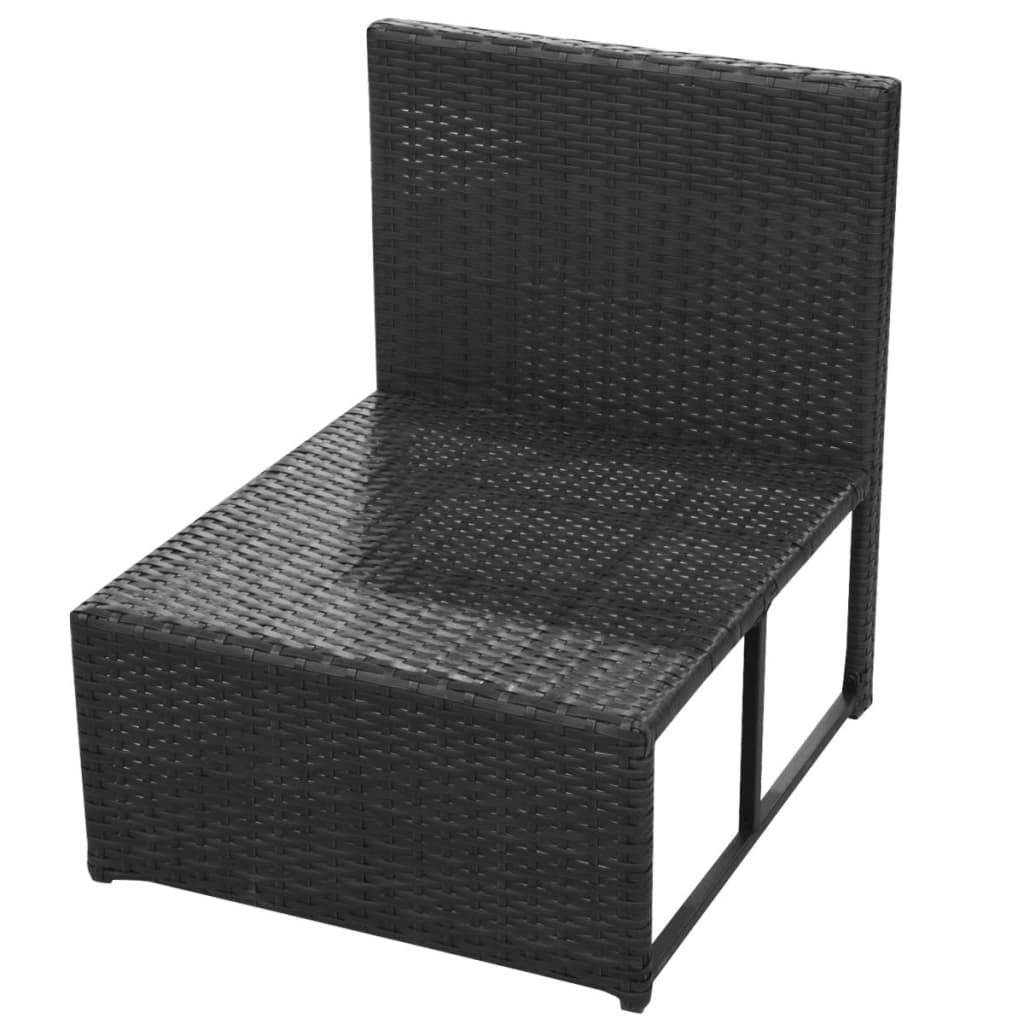 8 Piece Garden Lounge Set with Cushions Poly Rattan Black