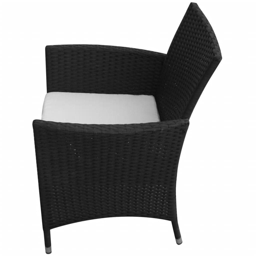 9 Piece Outdoor Dining Set with Cushions Poly Rattan Black