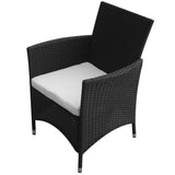 5 Piece Outdoor Dining Set with Cushions Poly Rattan Black