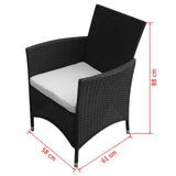 5 Piece Outdoor Dining Set with Cushions Poly Rattan Black