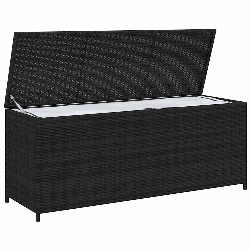 Garden Storage Box Black 150x50x60 cm Poly Rattan