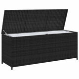 Garden Storage Box Black 150x50x60 cm Poly Rattan