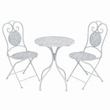 3 Piece Bistro Set Steel Greyish White