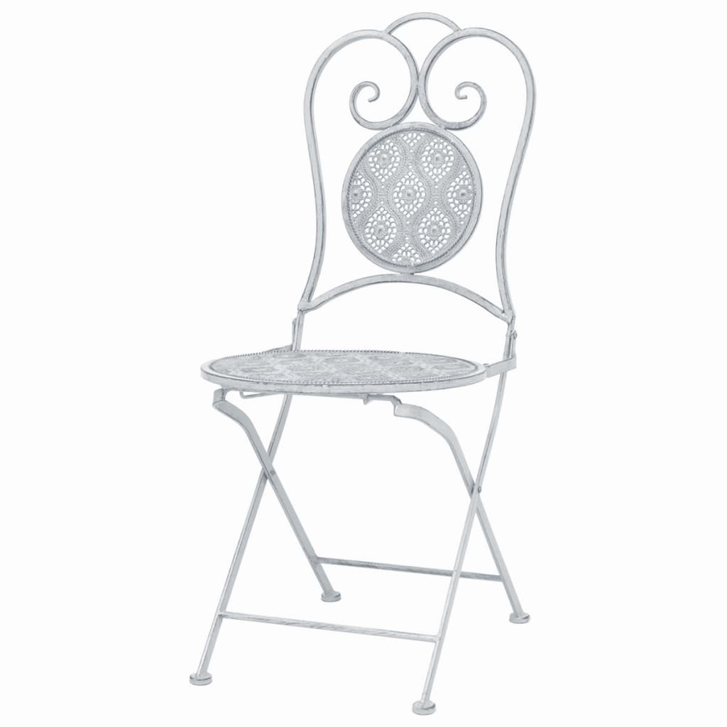 3 Piece Bistro Set Steel Greyish White