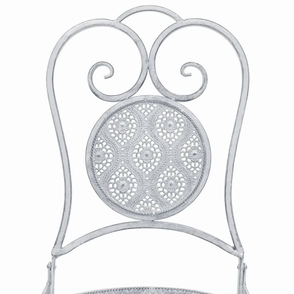 3 Piece Bistro Set Steel Greyish White