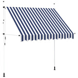 Manual Retractable Awning 250 cm Blue and White Stripes