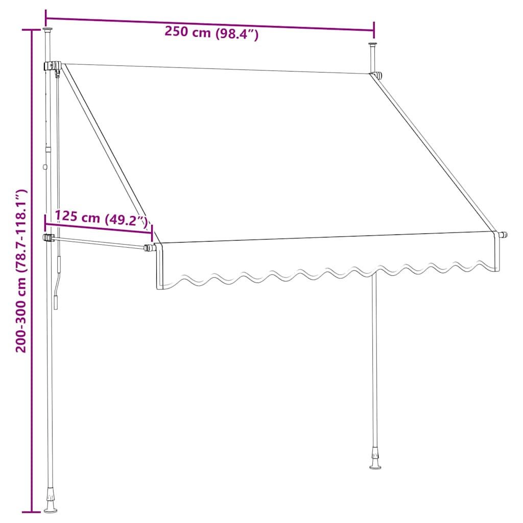 Manual Retractable Awning 250 cm Blue and White Stripes