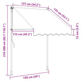 Manual Retractable Awning 150 cm Orange and White Stripes