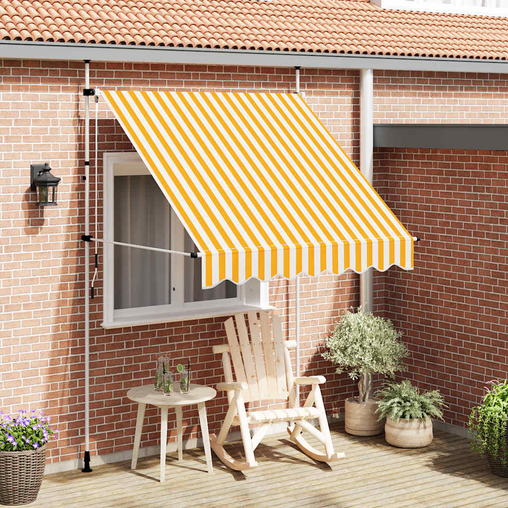 Manual Retractable Awning 200 cm Orange and White Stripes